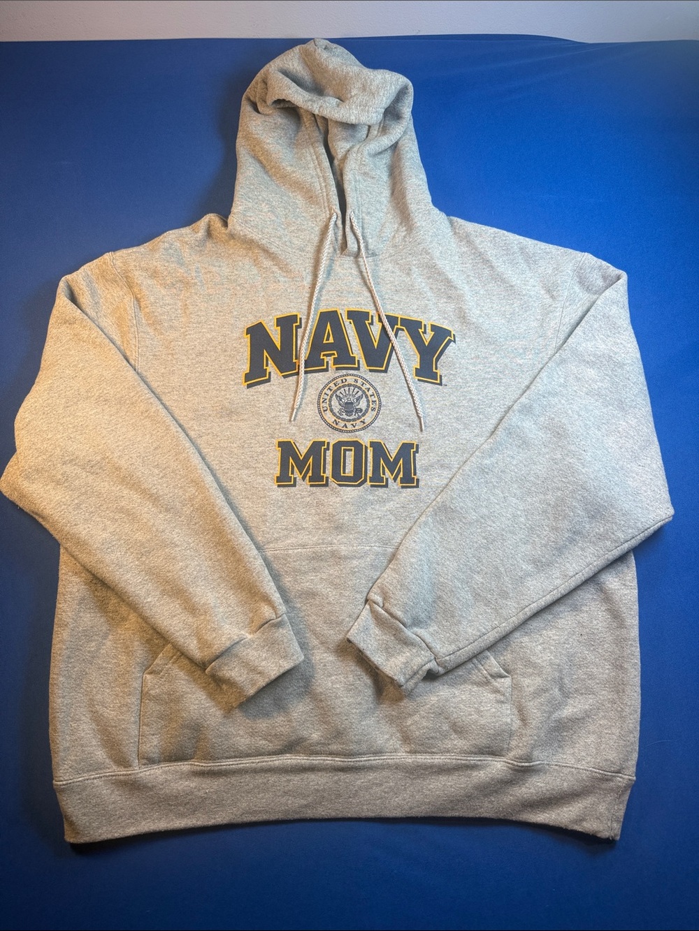 Soffe Gray Navy Mom Hoodie with Yellow Trim